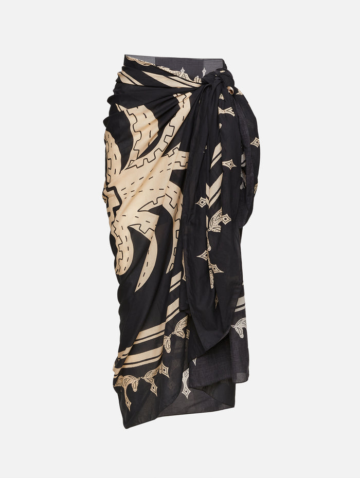 Ancestral Palm Pareo,JOHANNA ORTIZ,ICONIC BLK/ECRU,Image 1