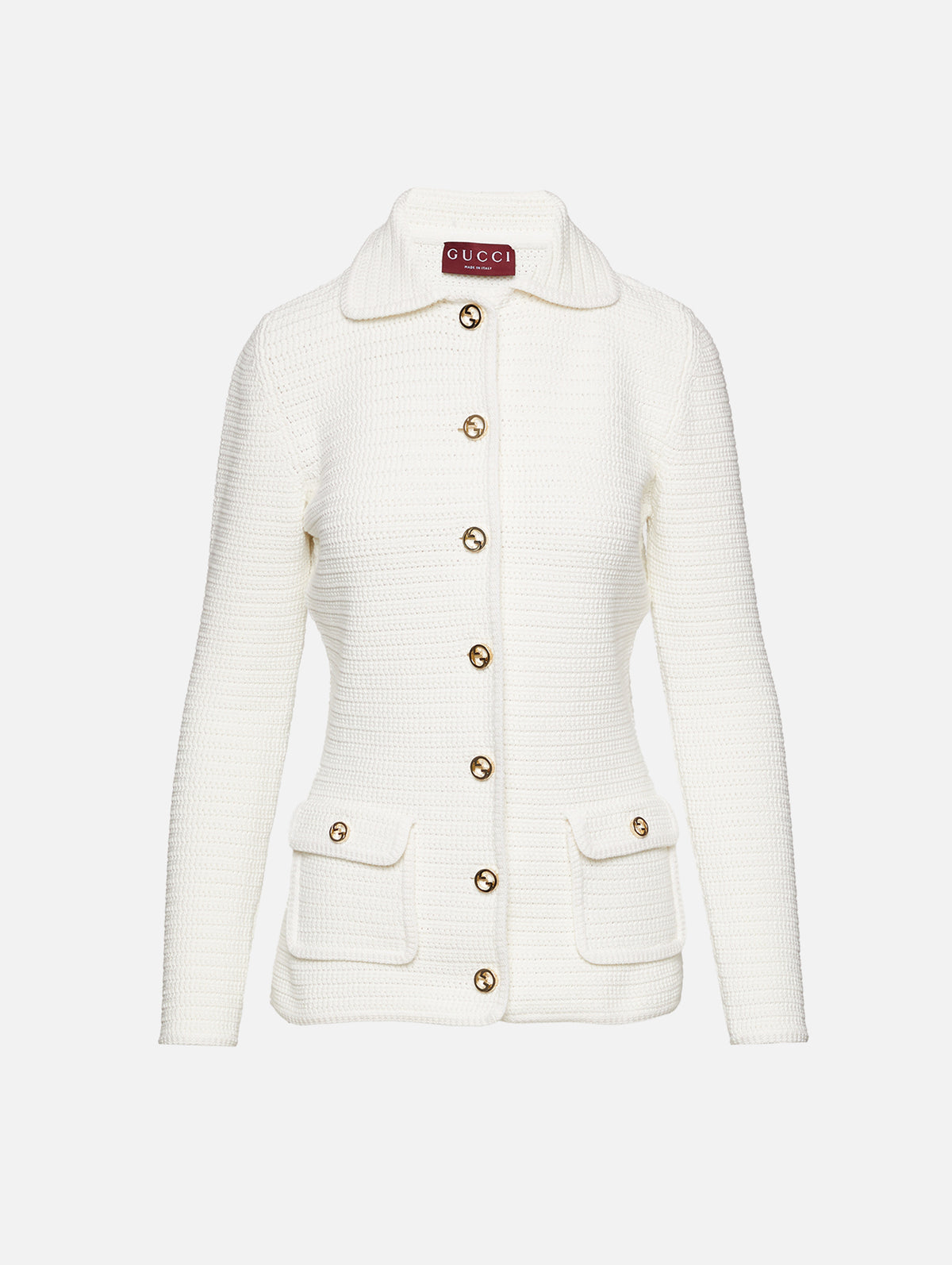 Button Up Collared Sweater,GUCCI,WHITE,Image 1