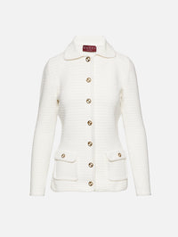 Button Up Collared Sweater,GUCCI,WHITE,Image 1