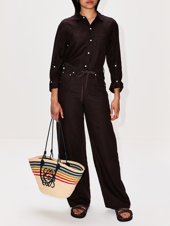 Brynn Drawstring Linen Trouser,CITIZENS OF HUMANITY,CHOCOLATE,Image 1