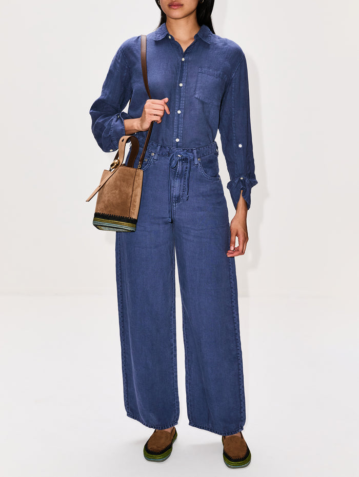 Brynn Drawstring Linen Trouser,CITIZENS OF HUMANITY,DARK INDIGO STONE,Image 1