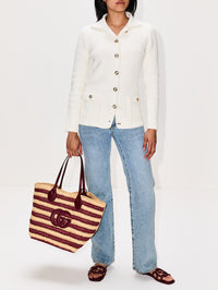 Button Up Collared Sweater,GUCCI,WHITE,Image 2