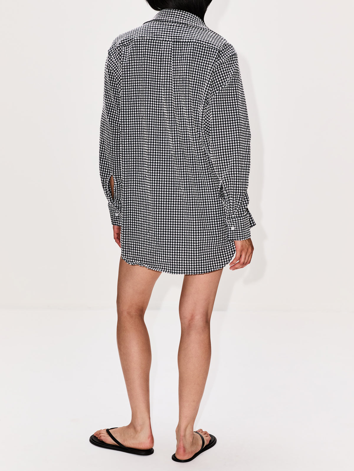 Oversized Shirt,HUNZA G,BLACK GINGHAM,Image 3