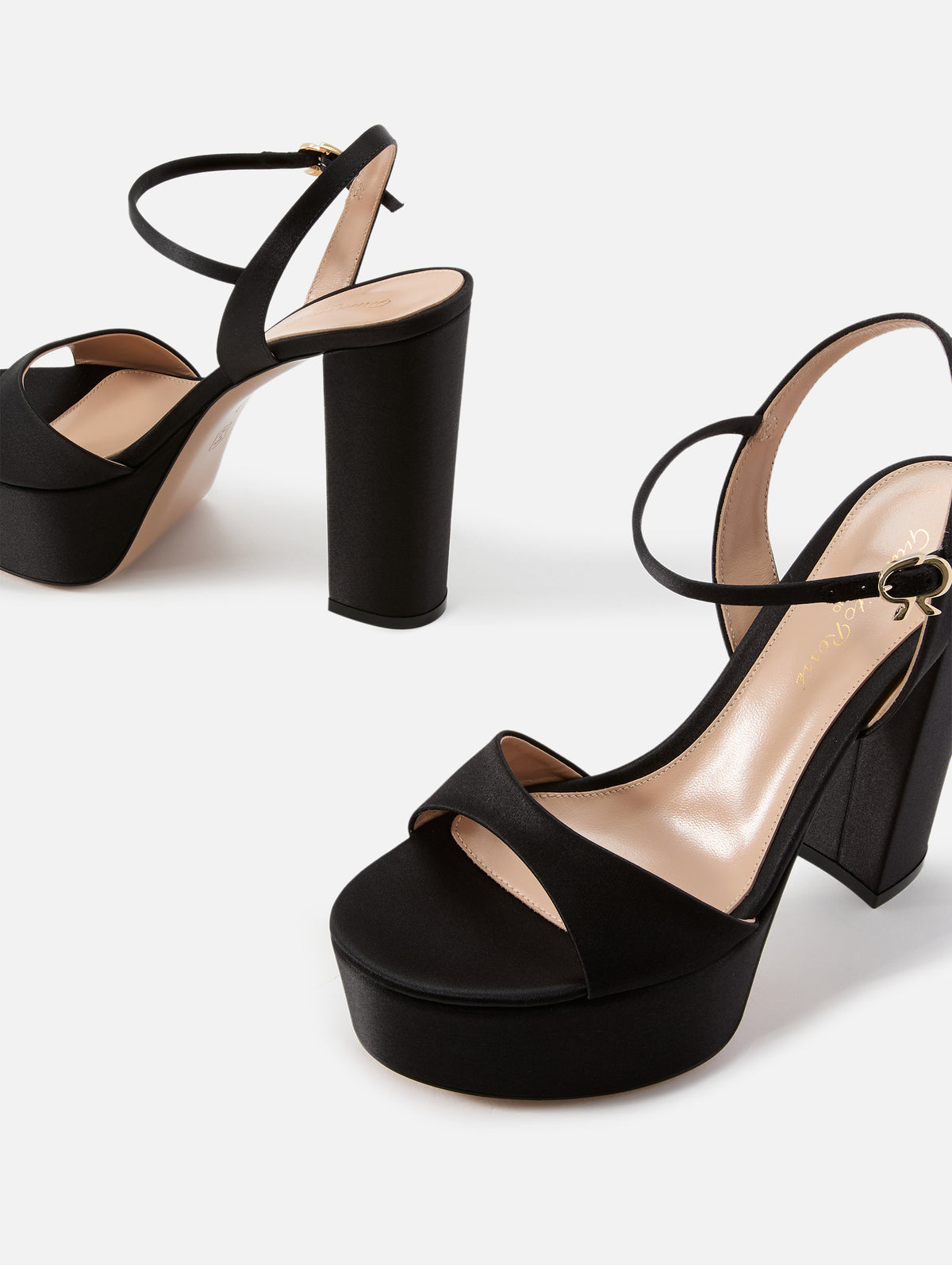 Crepe Satin Platform,GIANVITO ROSSI,BLACK,Image 2