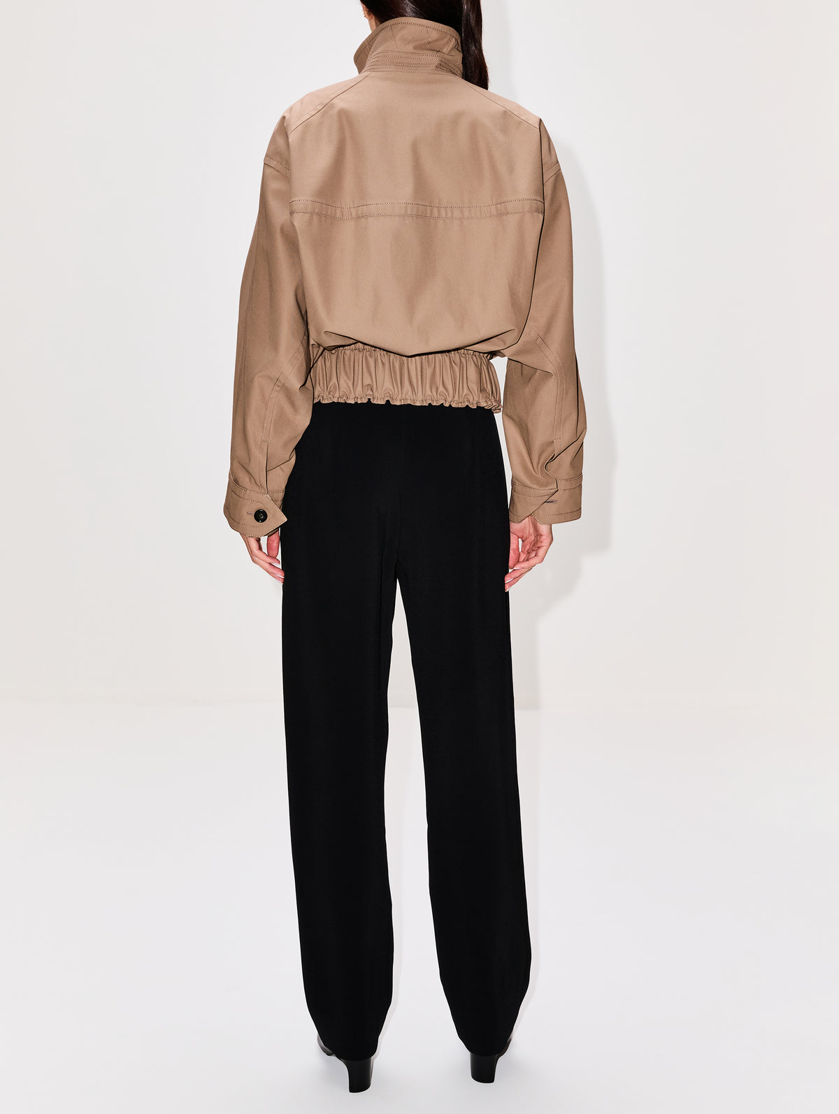 Cinched Waist Jacket,BOTTEGA VENETA,DARK BEIGE,Image 3