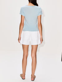 Fitted Crewneck Tee,ÉTERNE,DUSTY BLUE,Image 3