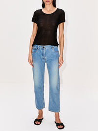 Sara Thong Slide,THE ROW,BLACK,Image 3