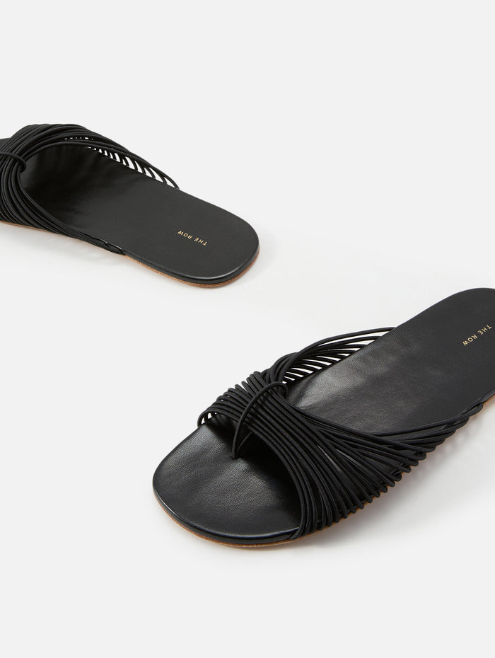 Sara Thong Slide,THE ROW,BLACK,Image 1