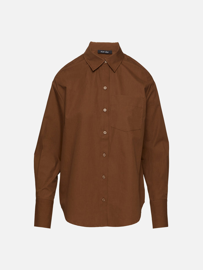 Cooper Button Up Shirt,ELYSEWALKER LABEL,CHOCOLATE,Image 1
