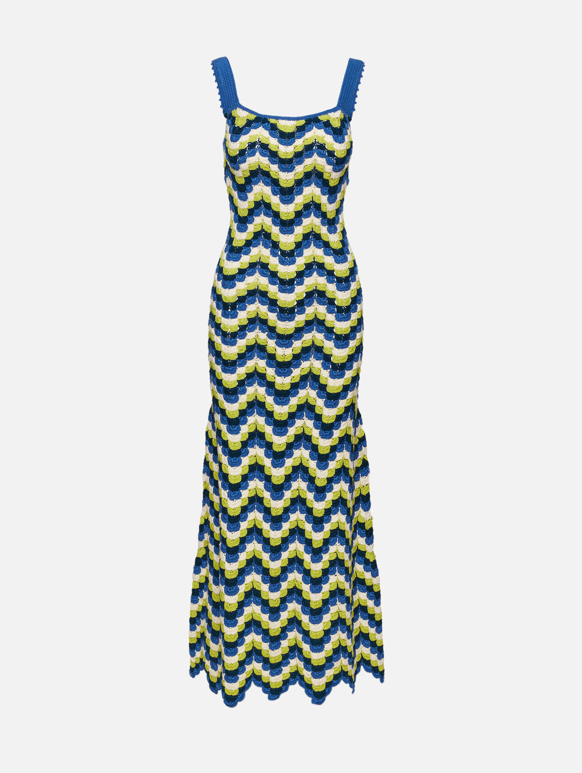 Marea Crochet Maxi Dress,ESCVDO,BLUE/LIME GREEN,Image 1