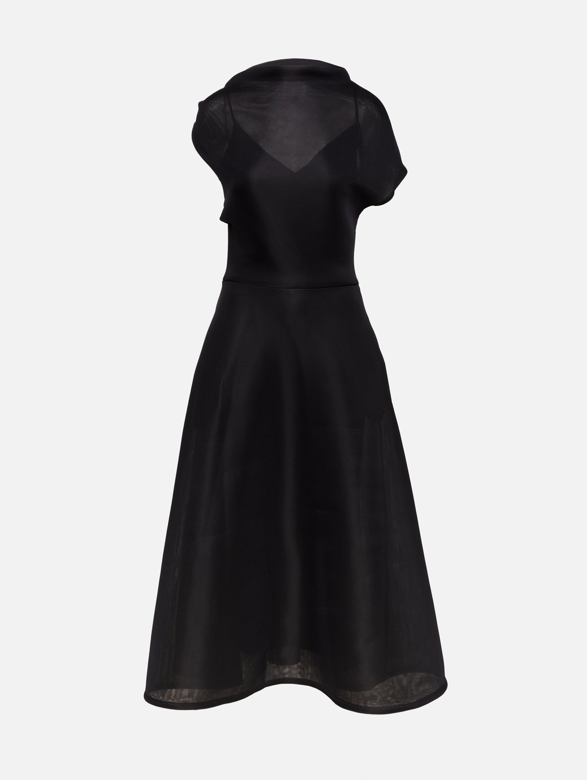 Draped Bodice Dress,BRANDON MAXWELL,BLACK,Image 1