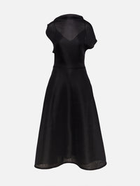 Draped Bodice Dress,BRANDON MAXWELL,BLACK,Image 1