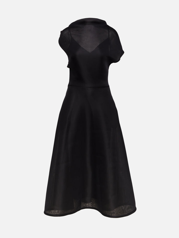 Draped Bodice Dress,BRANDON MAXWELL,BLACK,Image 1