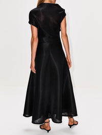 Draped Bodice Dress,BRANDON MAXWELL,BLACK,Image 4