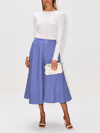 Knox Low Slung Circle Skirt,BRANDON MAXWELL,NAVY STRIPE,Image 2