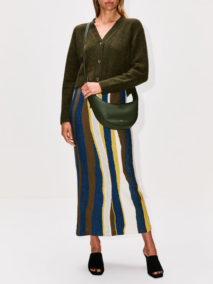 Boxy Cardigan,THE ELDER STATESMAN,NEW OLIVE,Image 1