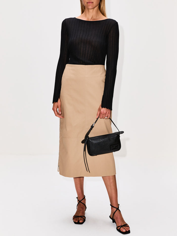 Avery Low Rise Skirt,BRANDON MAXWELL,KHAKI,Image 1