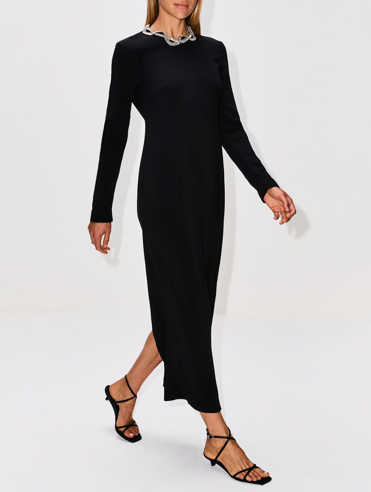 Mitsuko Dress,THE ROW,BLACK/DIAMOND,Image 3