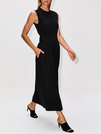 Sleeveless Cotton Tee Dress,TOTÉME,BLACK,Image 3