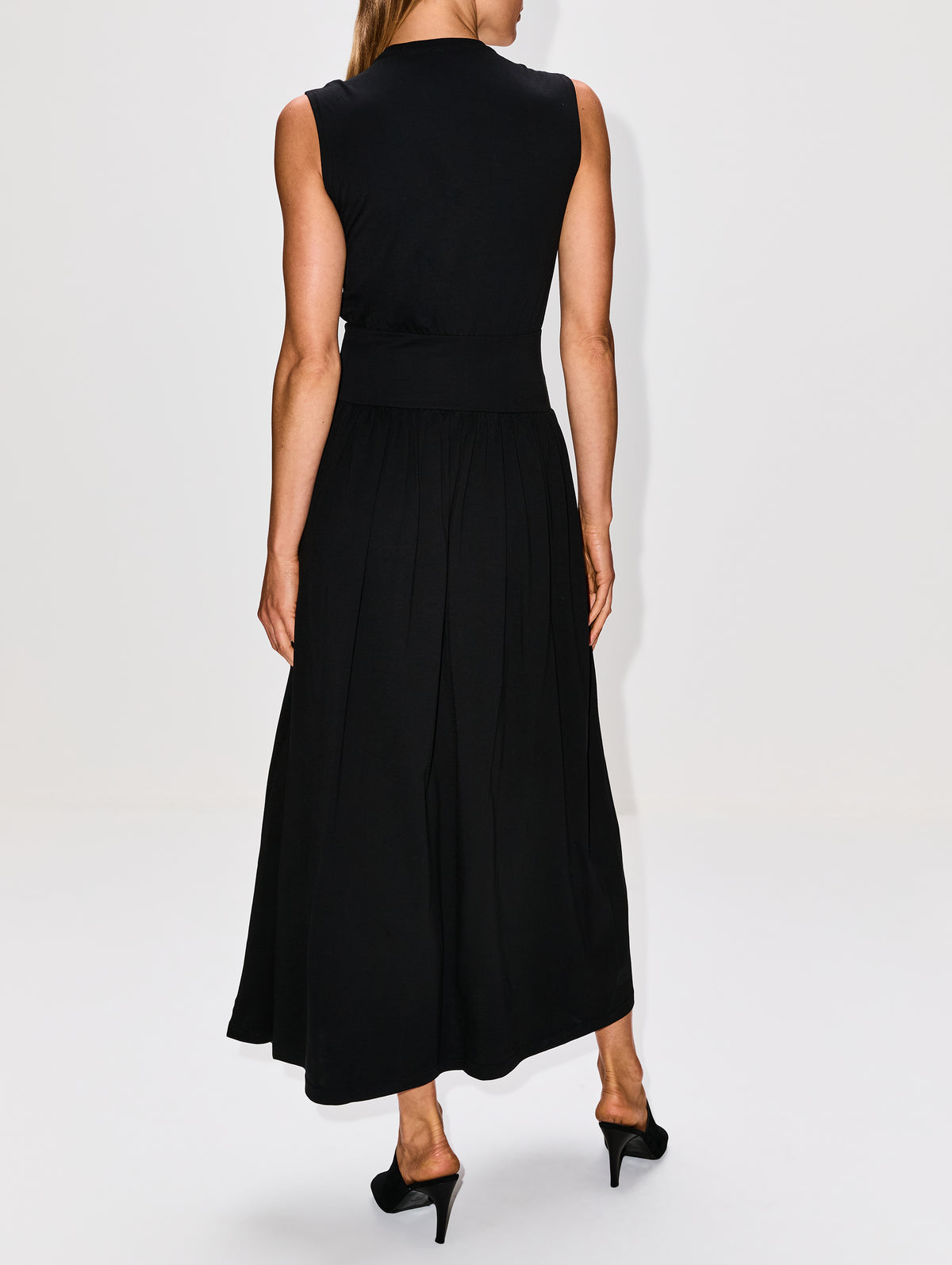 Sleeveless Cotton Tee Dress,TOTÉME,BLACK,Image 4