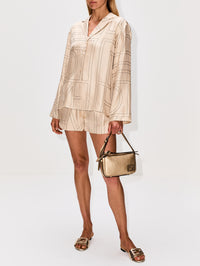 Monogram Silk PJ Short,TOTÉME,IVORY MONOGRAM,Image 2