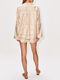 Monogram Silk PJ Short,TOTÉME,IVORY MONOGRAM,Image 3