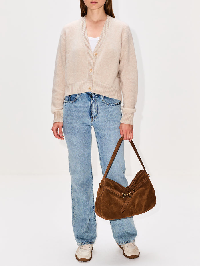 Boxy Cardigan,THE ELDER STATESMAN,WHITE,Image 1