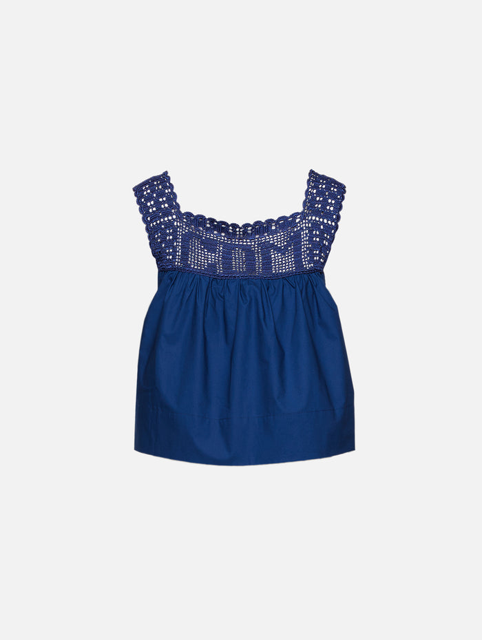 Heirloom Poplin Blouse,CALLE DEL MAR,NAVY,Image 1