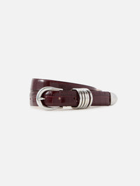 Hollyhock Belt,DEHANCHE,BORDEAUX CROCO/SILVER,Image 1
