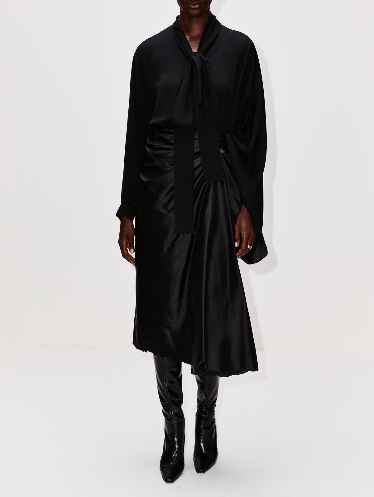 Draped Skirt,BALENCIAGA,BLACK,Image 2