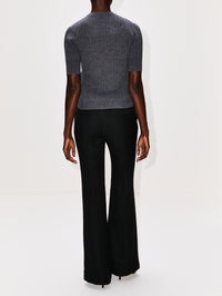Short Sleeve Rib Knit Top,BOTTEGA VENETA,ANTHRACITE,Image 3