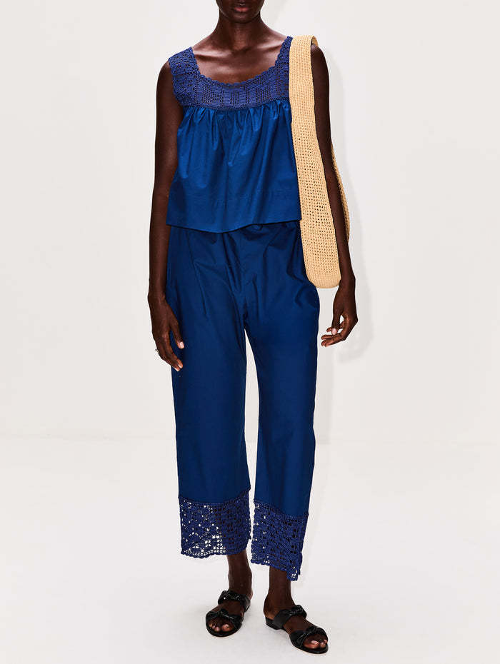 Heirloom Poplin Trouser,CALLE DEL MAR,NAVY,Image 1