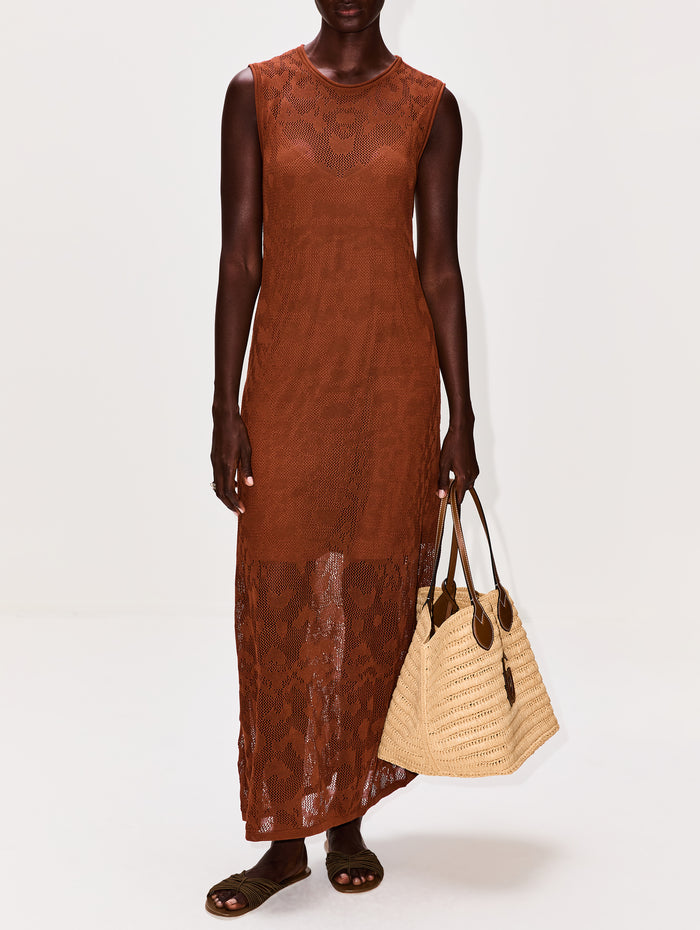 Cervantes Leah Long Dress,MARIA CHER,BROWN,Image 1