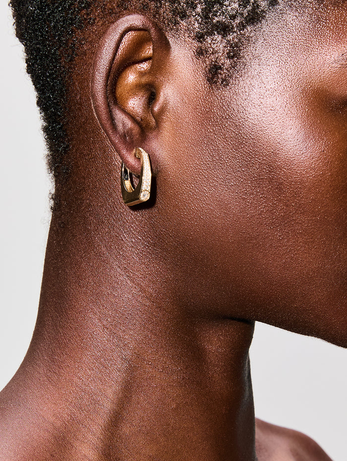 Earring Nano Grace Pave,RAINBOW K JEWELRY,YELLOW GOLD,Image 1