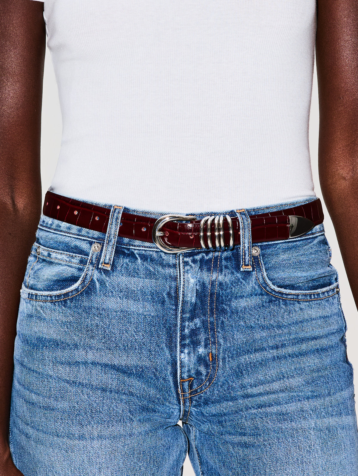Hollyhock Belt,DEHANCHE,BORDEAUX CROCO/SILVER,Image 2