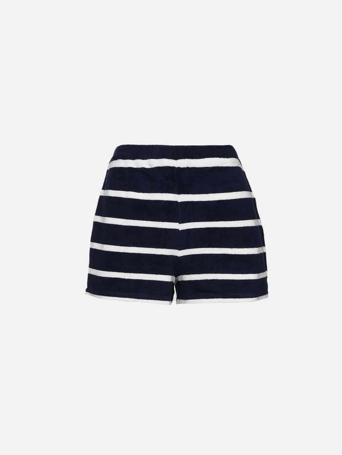 Stripe Terry Short,LA LIGNE,NAVY IVORY,Image 1
