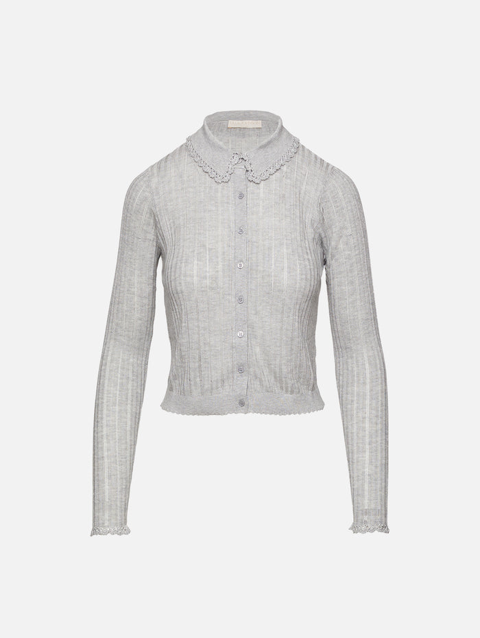 Lottie Knit Cardigan,ULLA JOHNSON,SLATE,Image 1