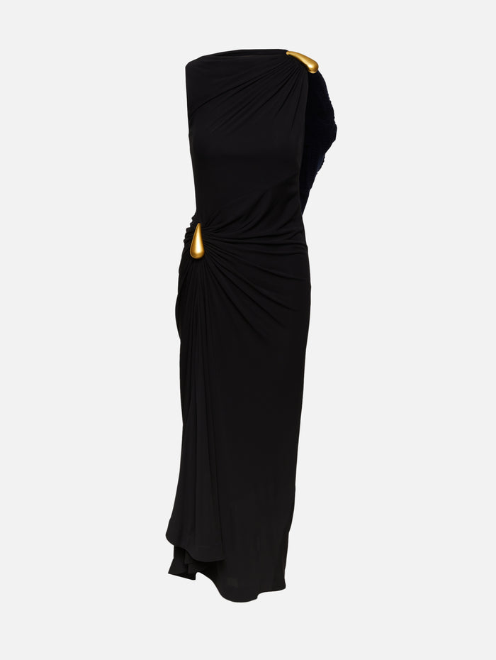 Drop Detail Dress,BOTTEGA VENETA,BLACK,Image 1