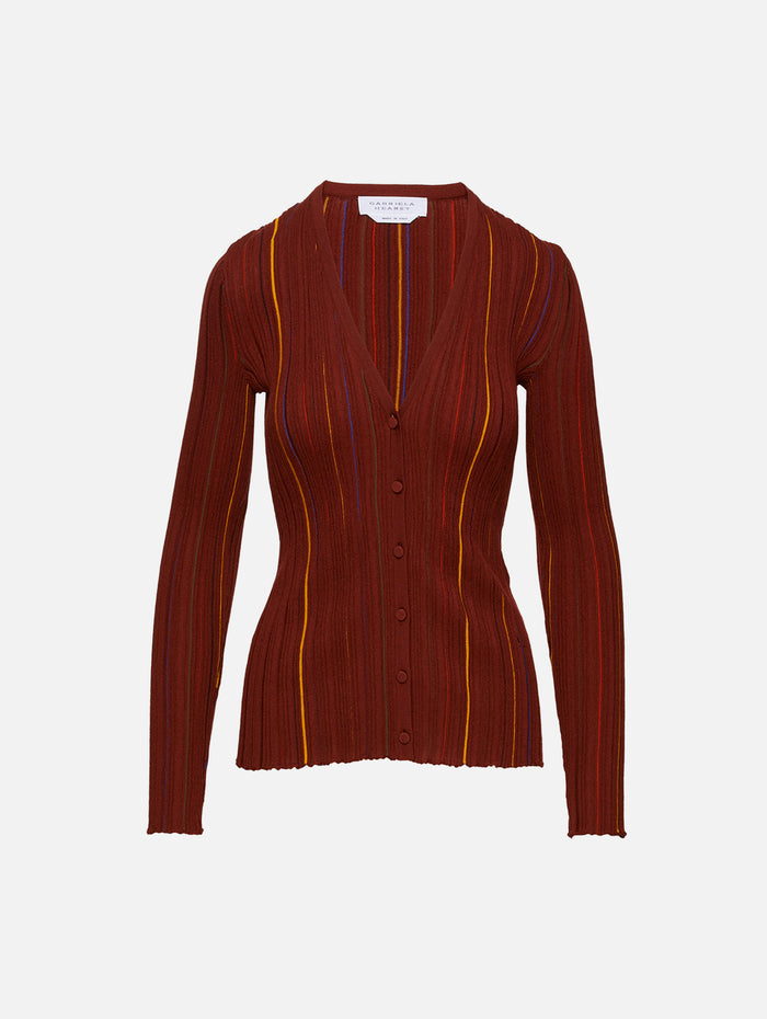Barth Pinstripe Cardigan,GABRIELA HEARST,BURNT SIENNA,Image 1