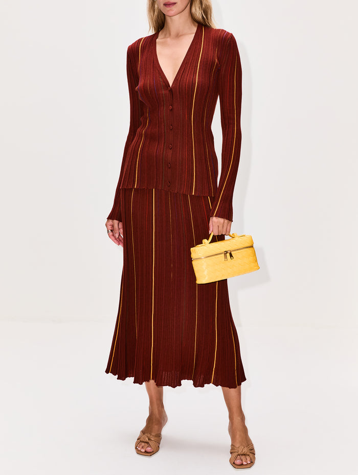 Barth Pinstripe Cardigan,GABRIELA HEARST,BURNT SIENNA,Image 1