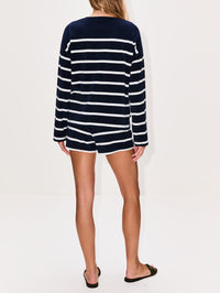 Stripe Terry Short,LA LIGNE,NAVY IVORY,Image 3