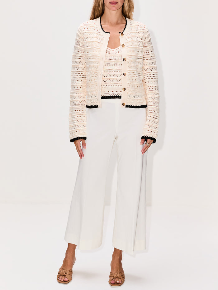 Mallory Cardigan,LA LIGNE,CREAM BLACK,Image 1