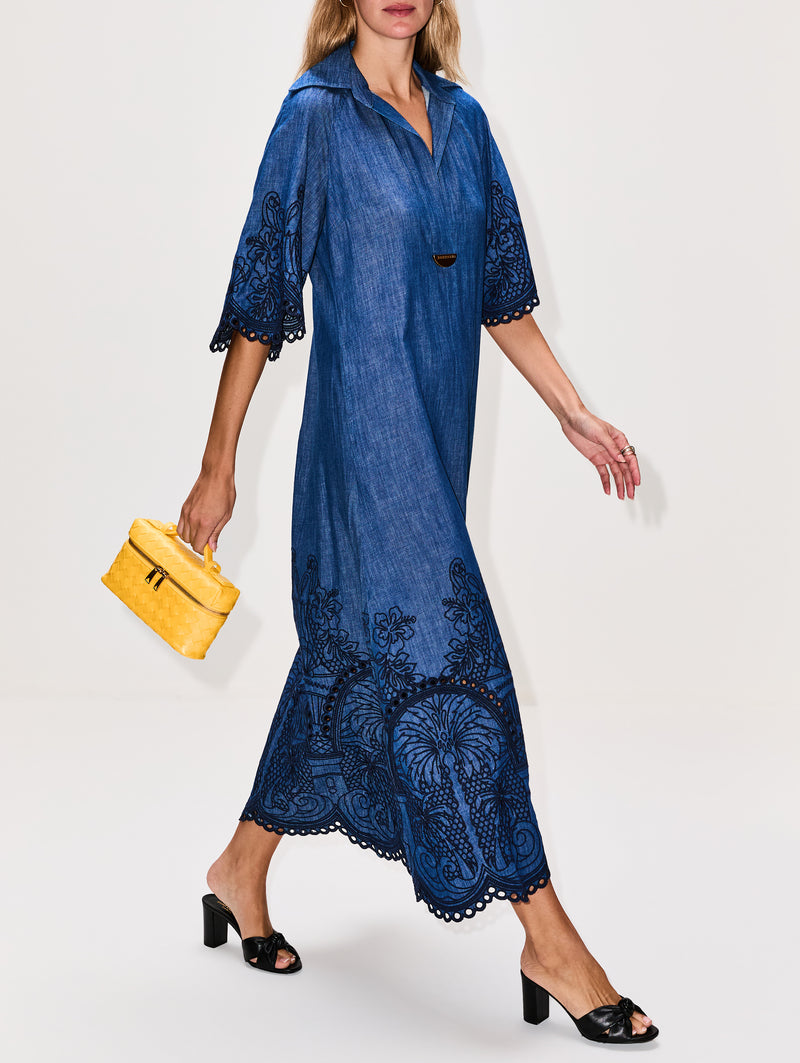 Coco Embroidered Denim Dress