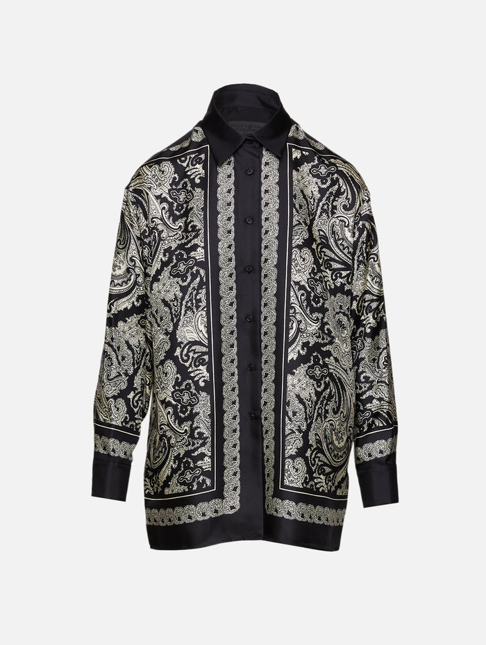 Alfie Printed Shirt,NILI LOTAN,BLACK/IVORY,Image 1