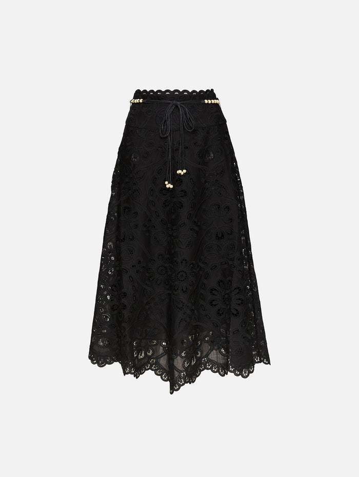 Rhiannon Embroidered Skirt,ZIMMERMANN,BLACK,Image 1