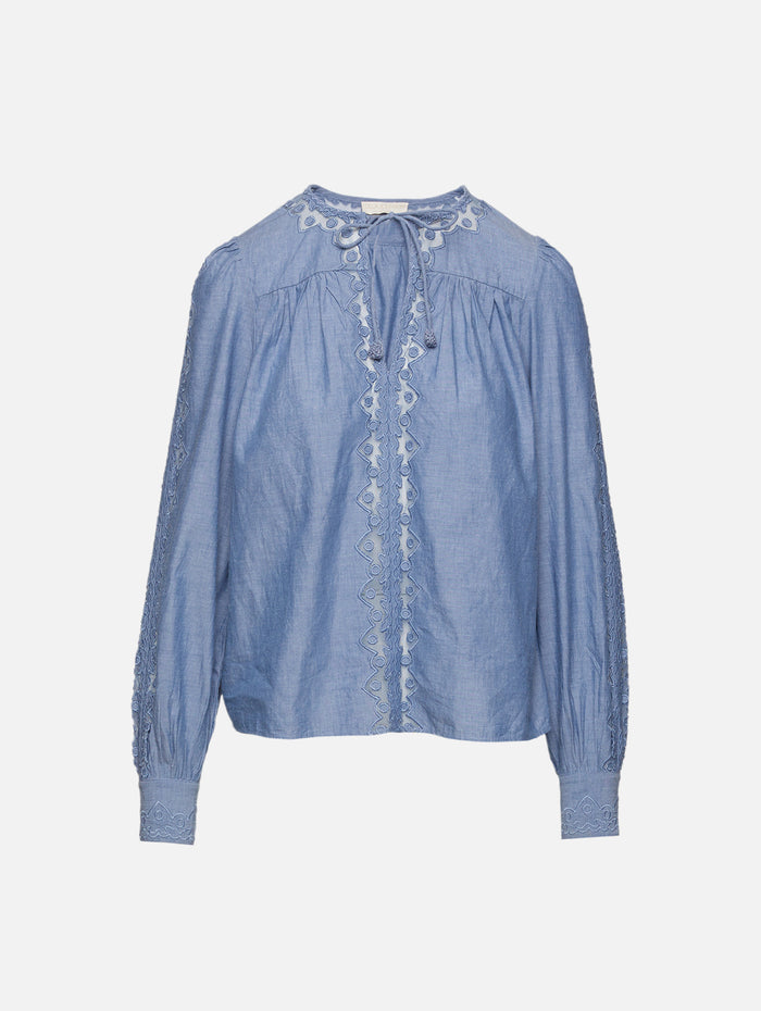 Kady Blouse,ULLA JOHNSON,CHAMBRAY,Image 1