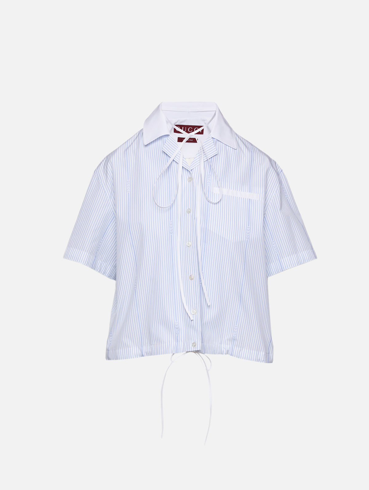 Short Sleeve Button Down Shirt,GUCCI,WHITE/AZUR,Image 1