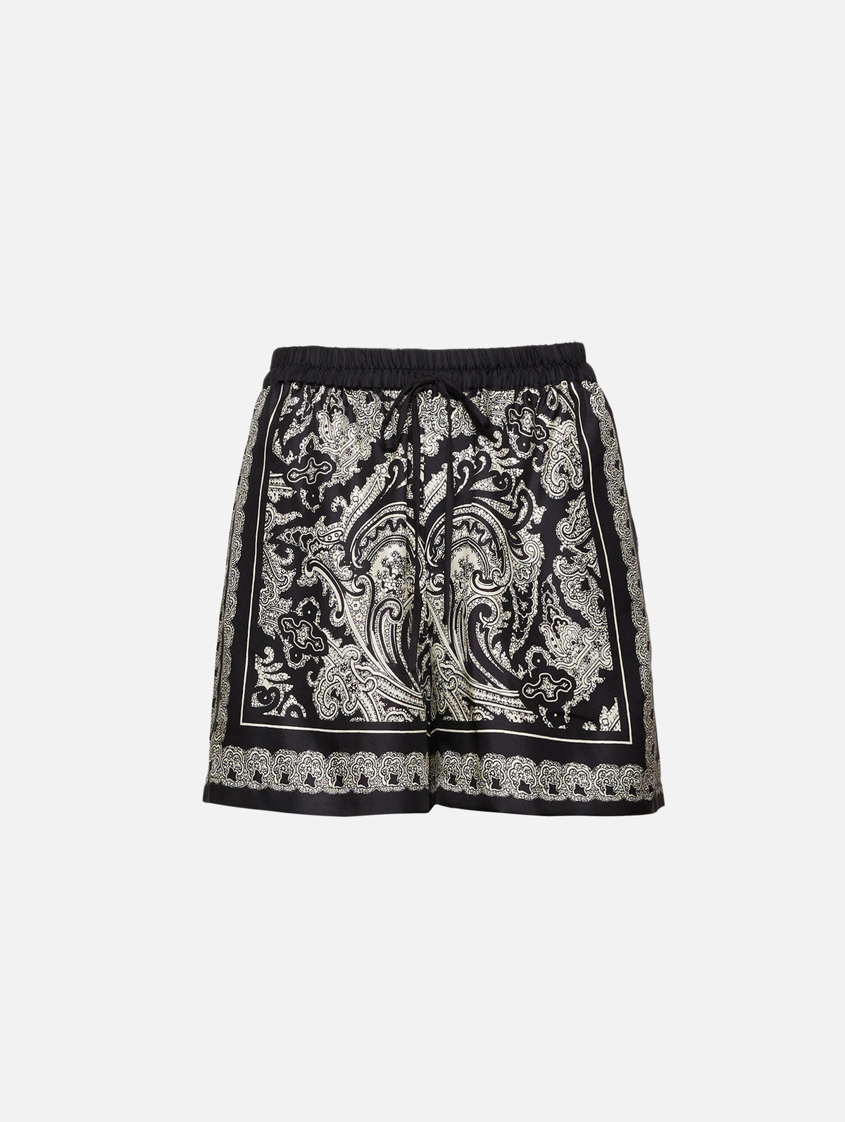 Francis Silk Short,NILI LOTAN,BLACK/IVORY,Image 1