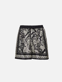 Francis Silk Short,NILI LOTAN,BLACK/IVORY,Image 1