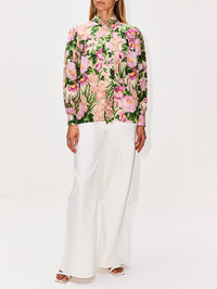 Floral Neck Tie Blouse,CHLOÉ,MACADAMIA,Image 2